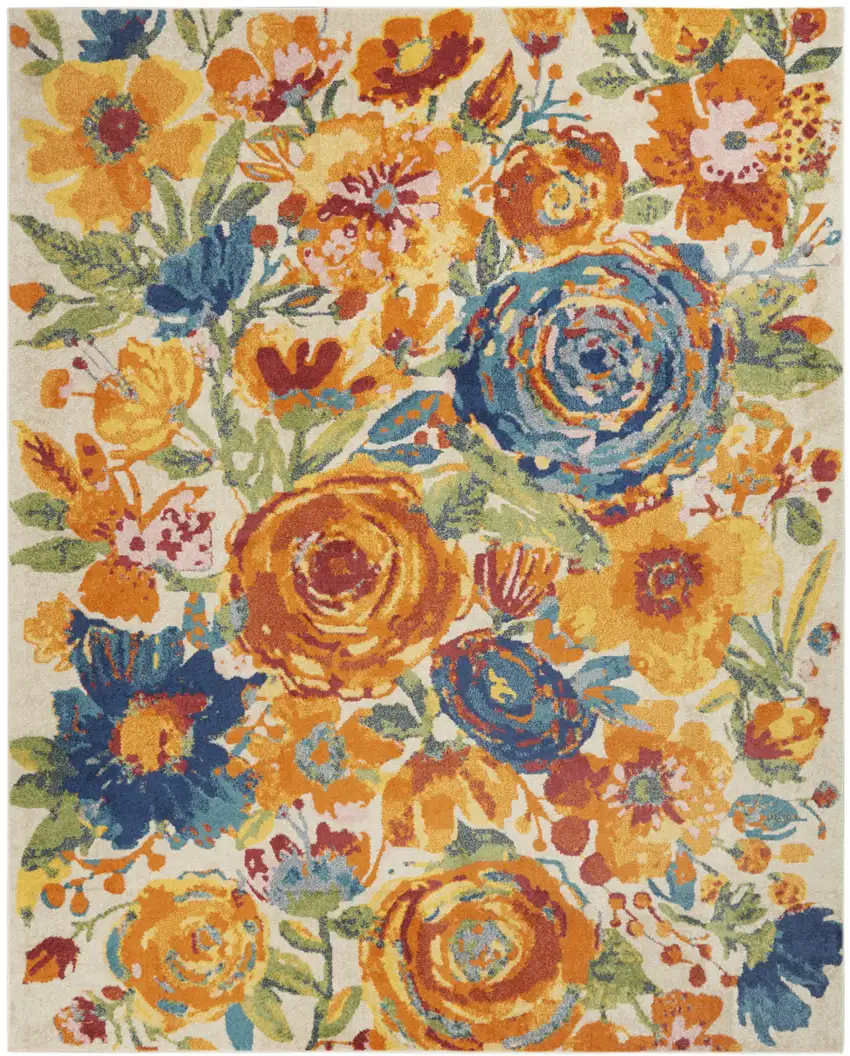 Cream Floral Area Rug Photo 2