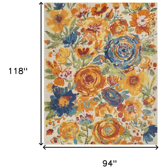 Cream Floral Area Rug Photo 3
