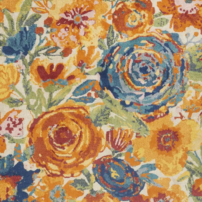 Cream Floral Area Rug Photo 7