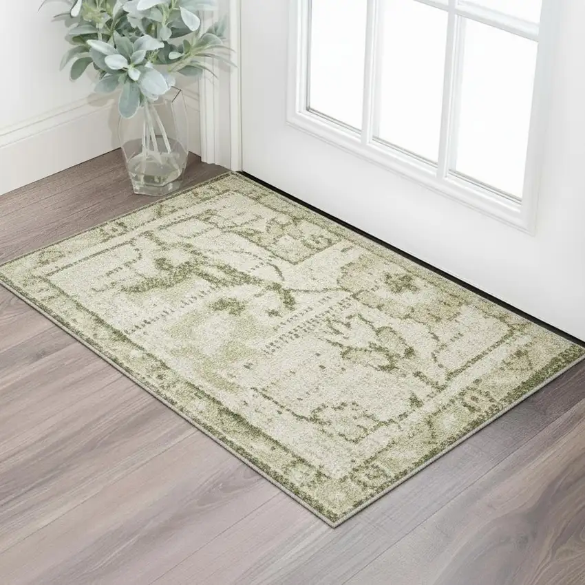 Cream Floral Area Rug Photo 1