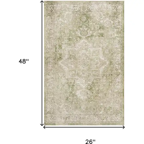 Cream Floral Area Rug Photo 3