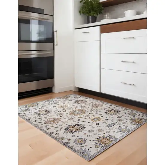 Cream Floral Area Rug Photo 1