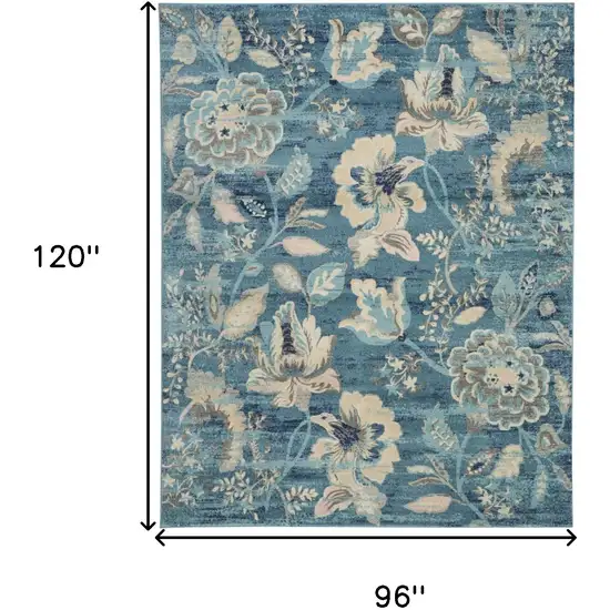 Cream Floral Distressed Area Rug Photo 3