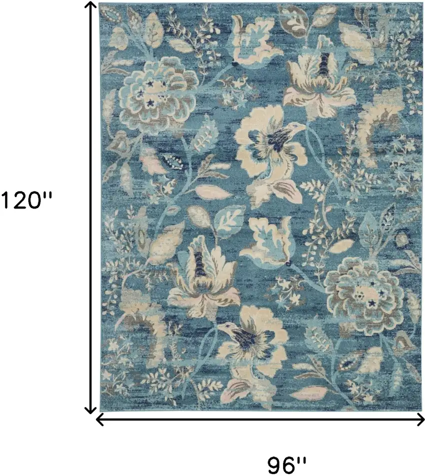 Cream Floral Distressed Area Rug Photo 3