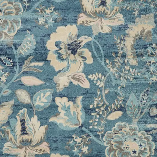 Cream Floral Distressed Area Rug Photo 8