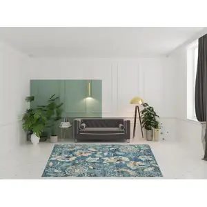 Photo of Cream Floral Distressed Area Rug