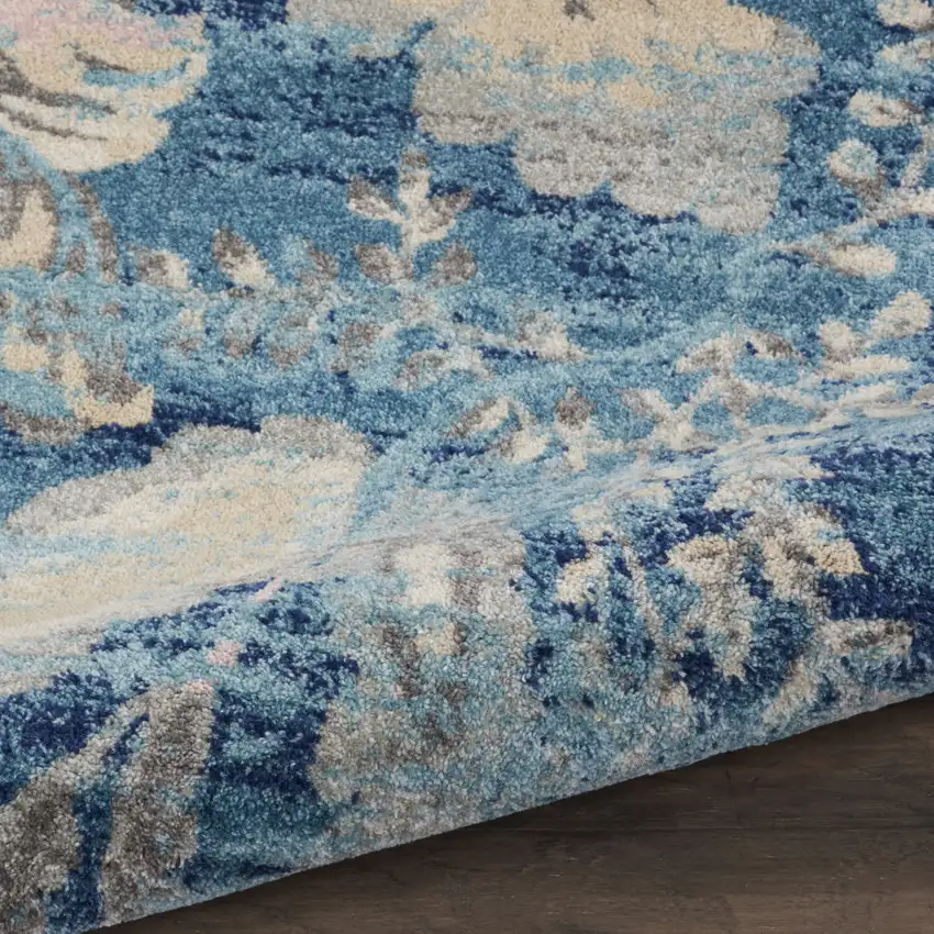 Cream Floral Distressed Area Rug Photo 9