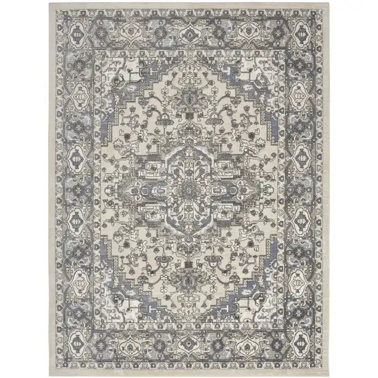 Cream Floral Distressed Area Rug Photo 6