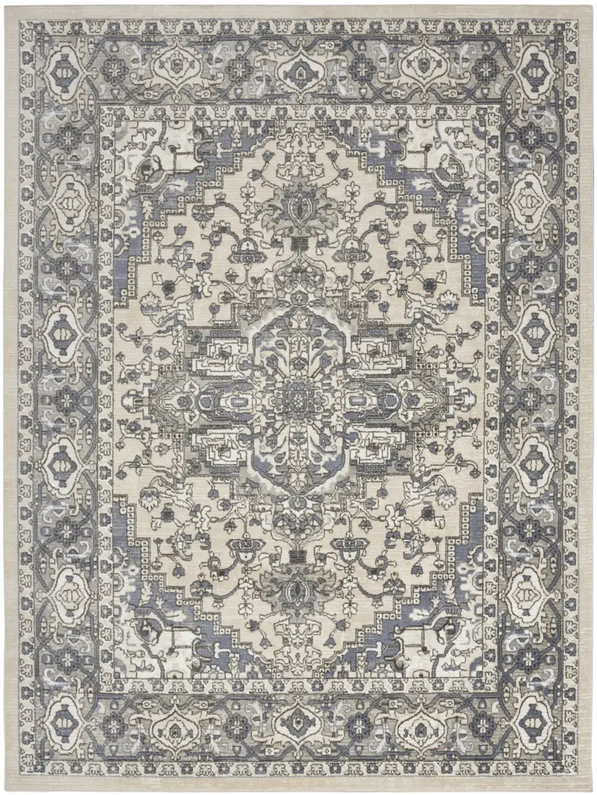 Cream Floral Distressed Area Rug Photo 6