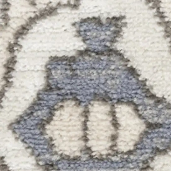 Cream Floral Distressed Area Rug Photo 1