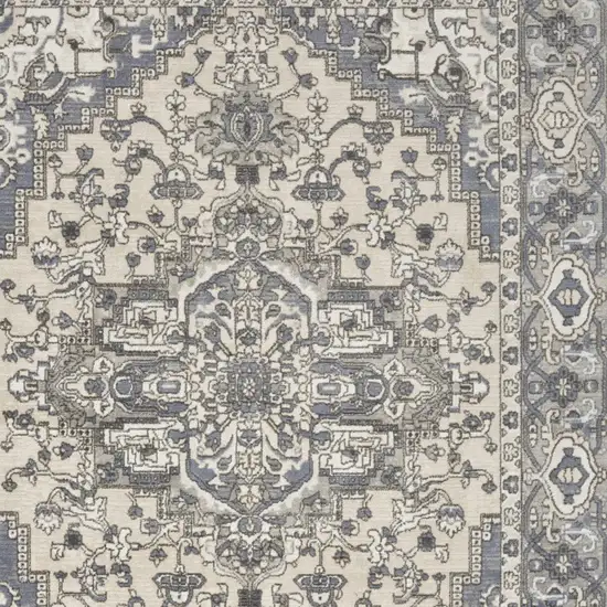 Cream Floral Distressed Area Rug Photo 7