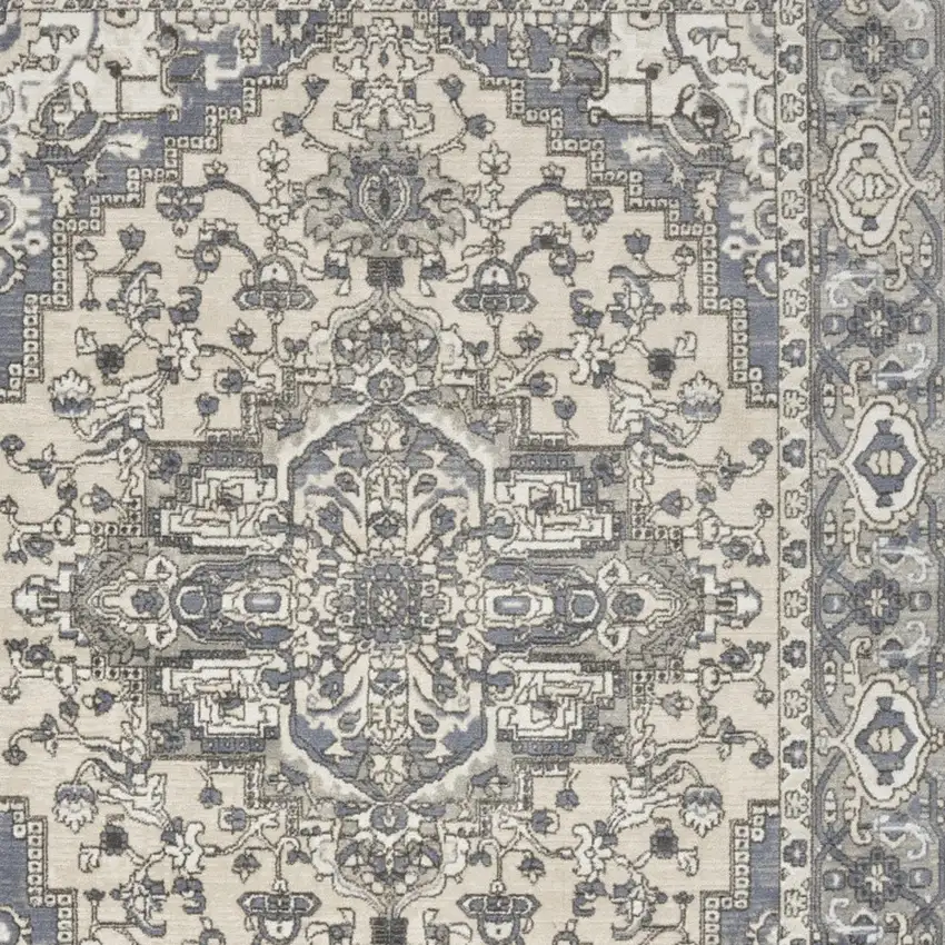 Cream Floral Distressed Area Rug Photo 7