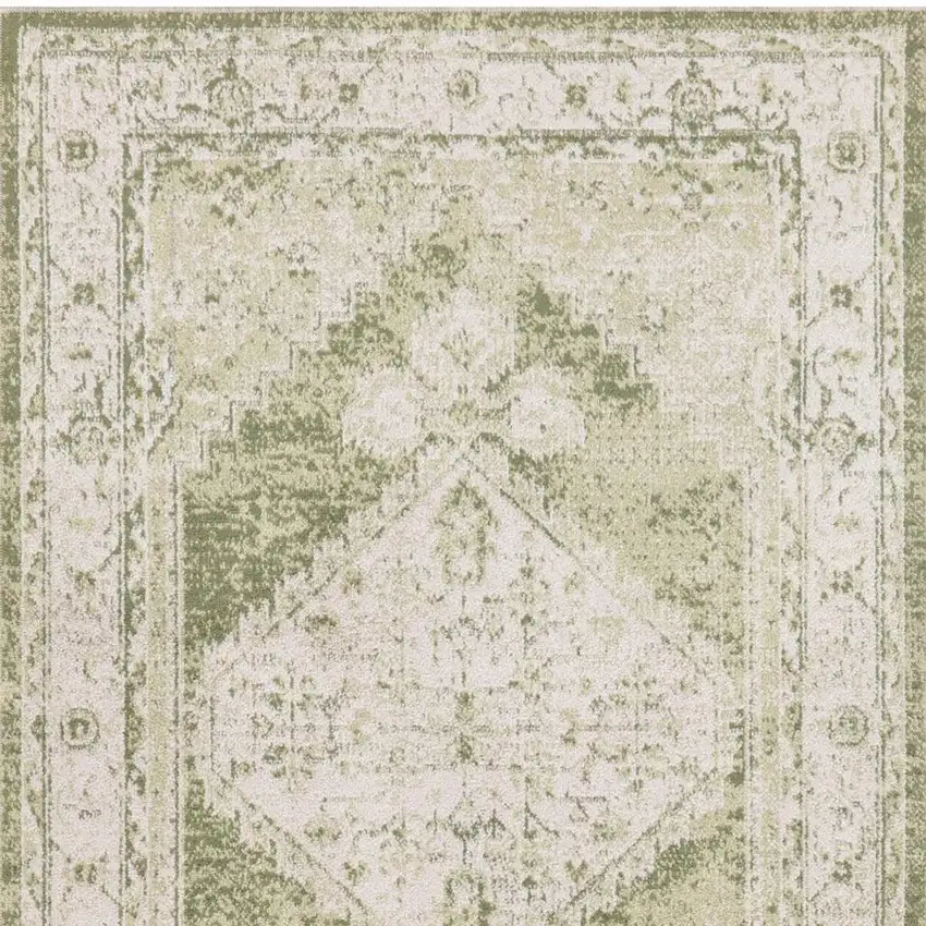 Cream Floral Distressed Area Rug Photo 3
