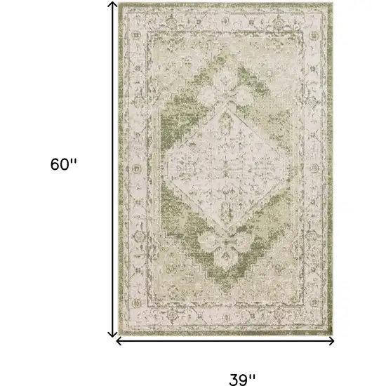Cream Floral Distressed Area Rug Photo 3