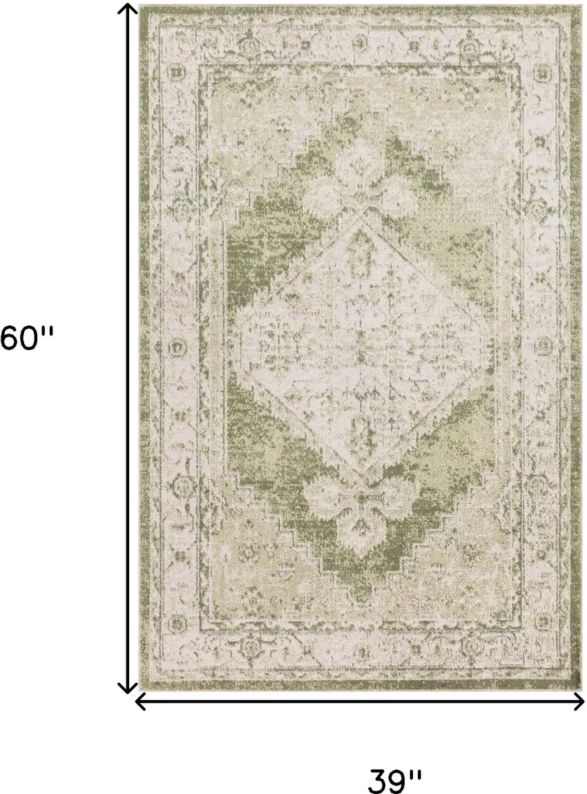 Cream Floral Distressed Area Rug Photo 3