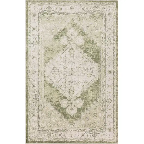 Cream Floral Distressed Area Rug Photo 8