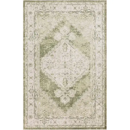 Cream Floral Distressed Area Rug Photo 2