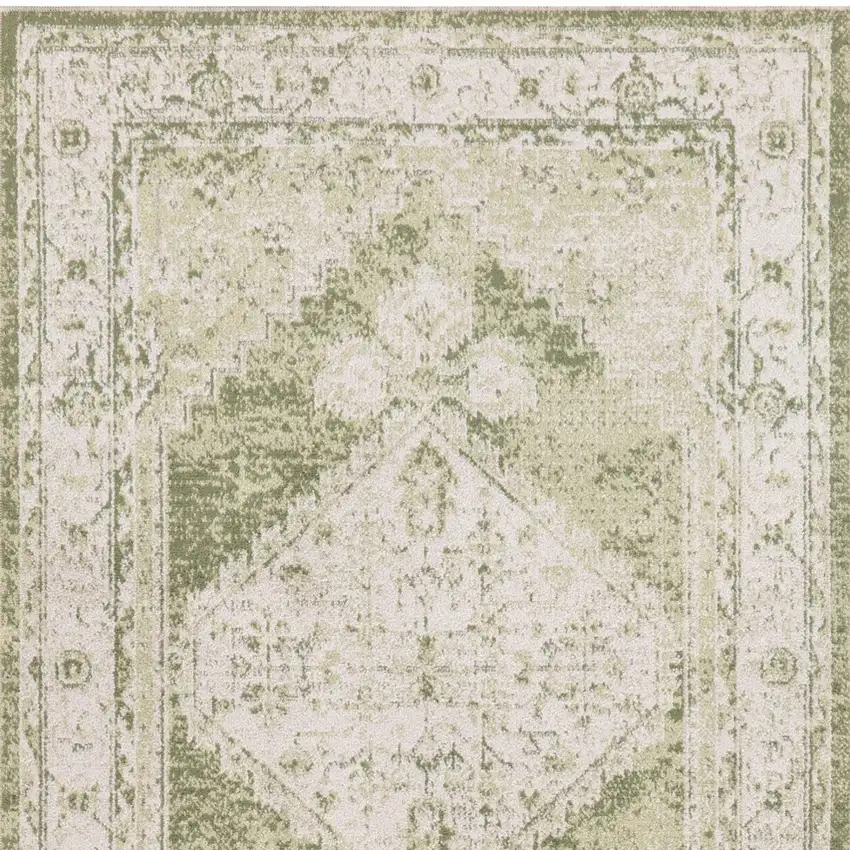 Cream Floral Distressed Area Rug Photo 9