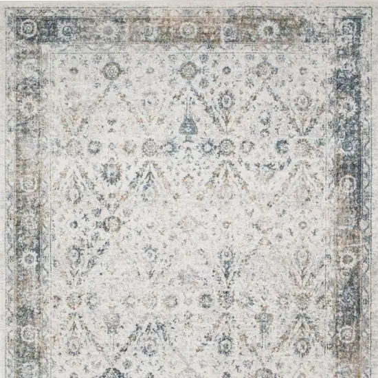 Cream Floral Distressed Area Rug Photo 3