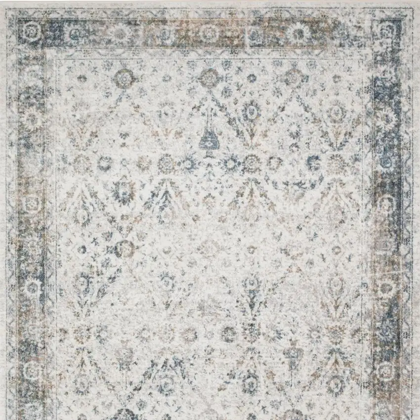 Cream Floral Distressed Area Rug Photo 3