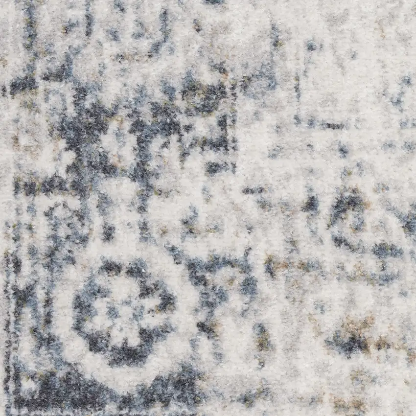 Cream Floral Distressed Area Rug Photo 9