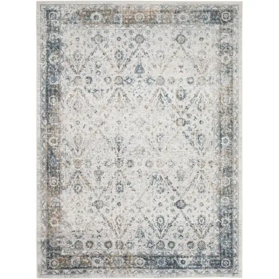 Cream Floral Distressed Area Rug Photo 8