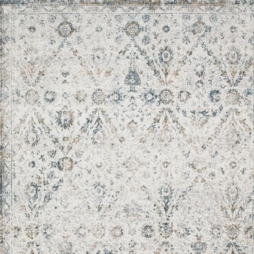 Cream Floral Distressed Area Rug Photo 2