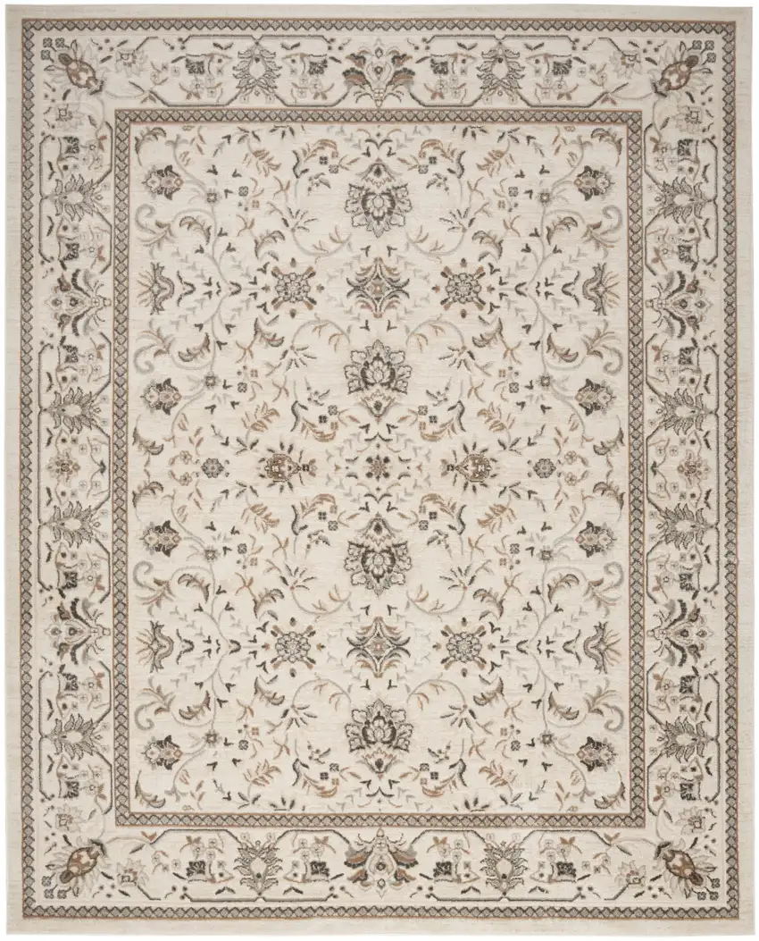 Cream Floral Distressed Area Rug Photo 7