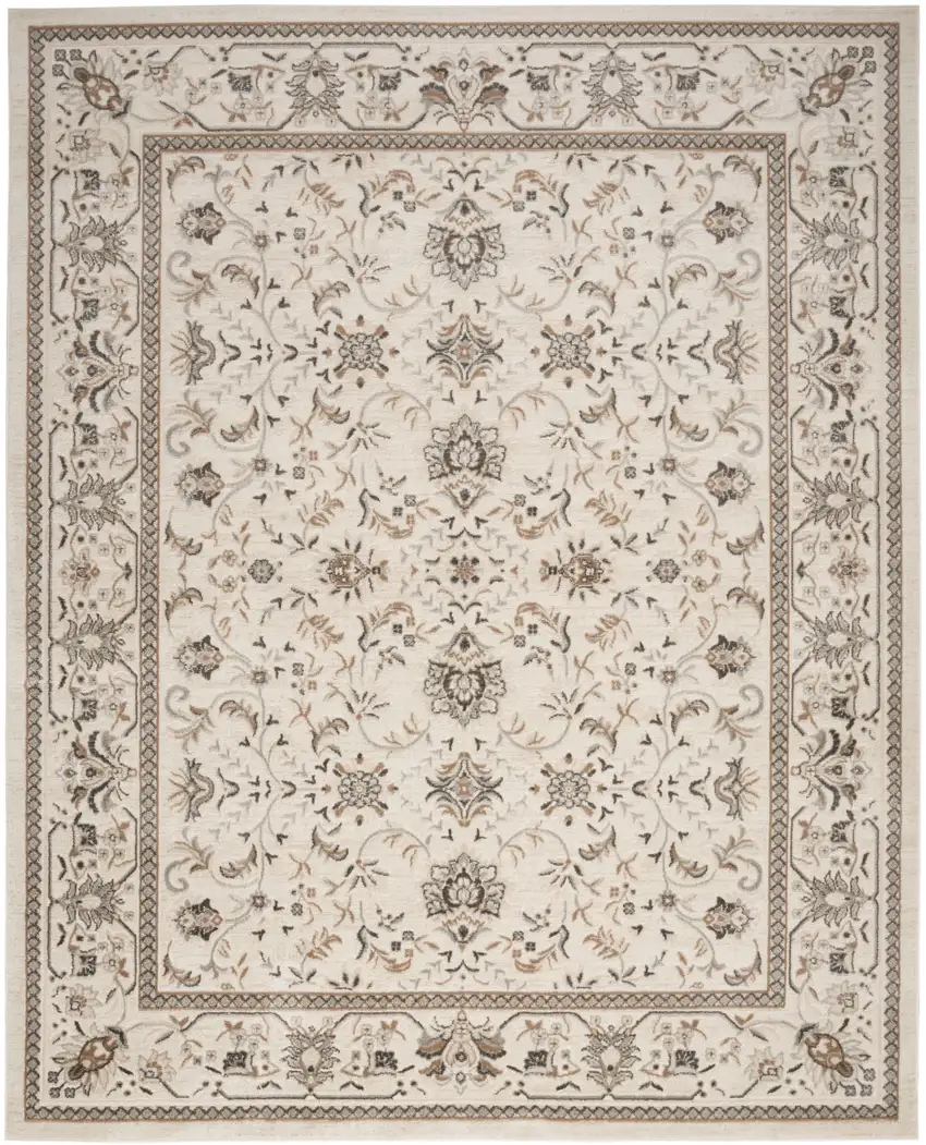 Cream Floral Distressed Area Rug Photo 1