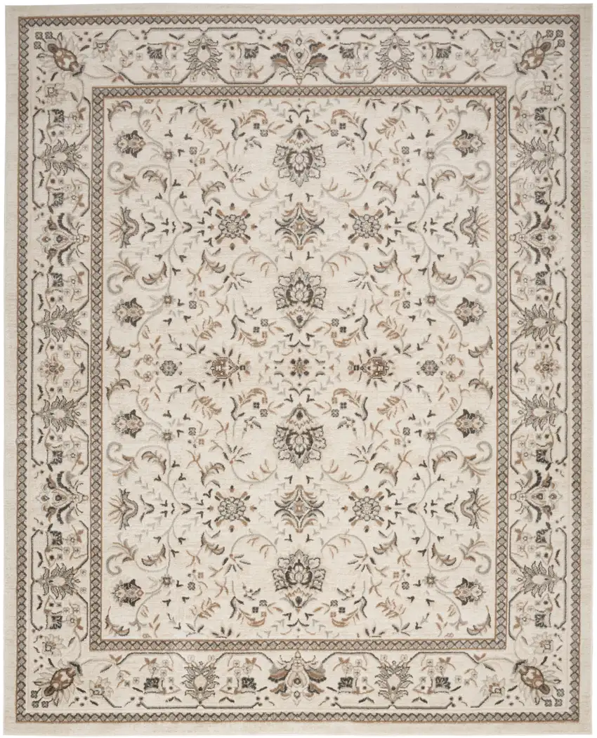 Cream Floral Distressed Area Rug Photo 1