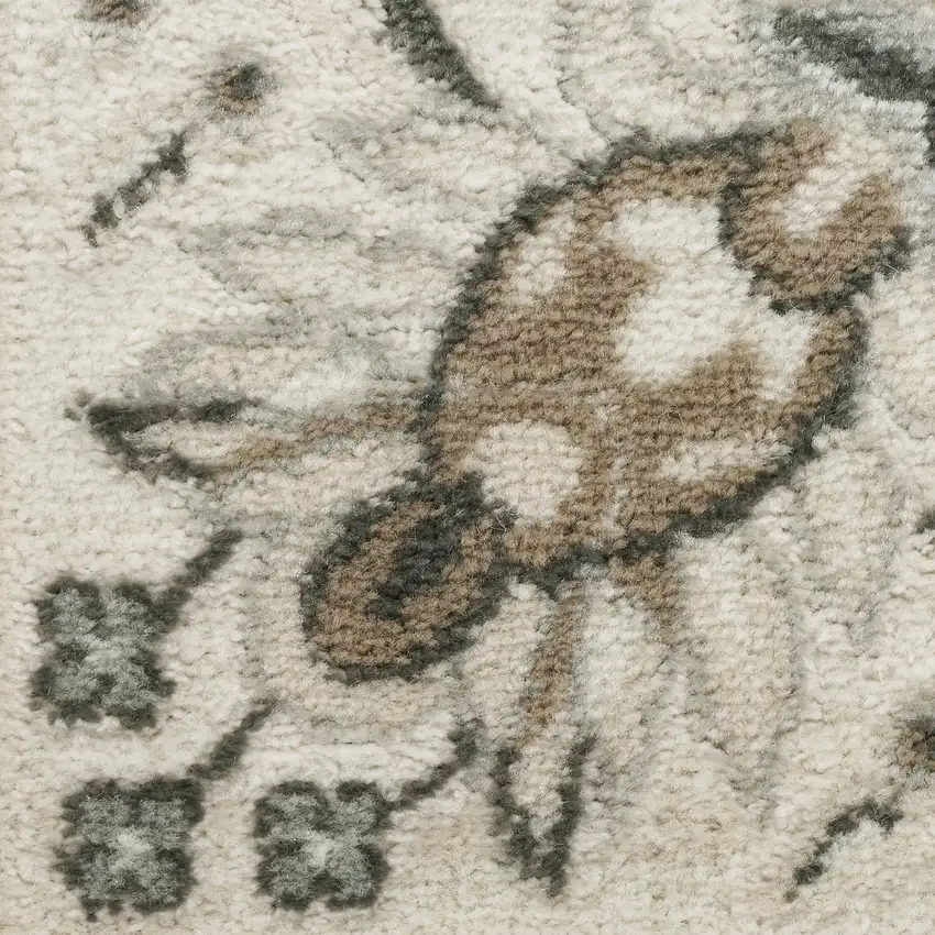 Cream Floral Distressed Area Rug Photo 2