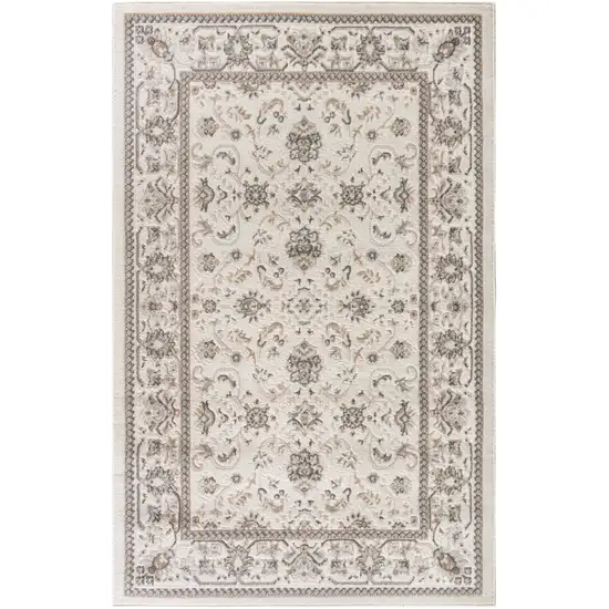 Cream Floral Distressed Area Rug Photo 1