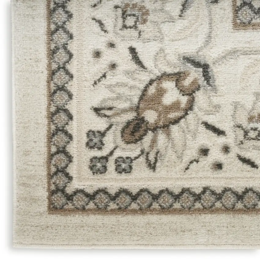 Cream Floral Distressed Area Rug Photo 7