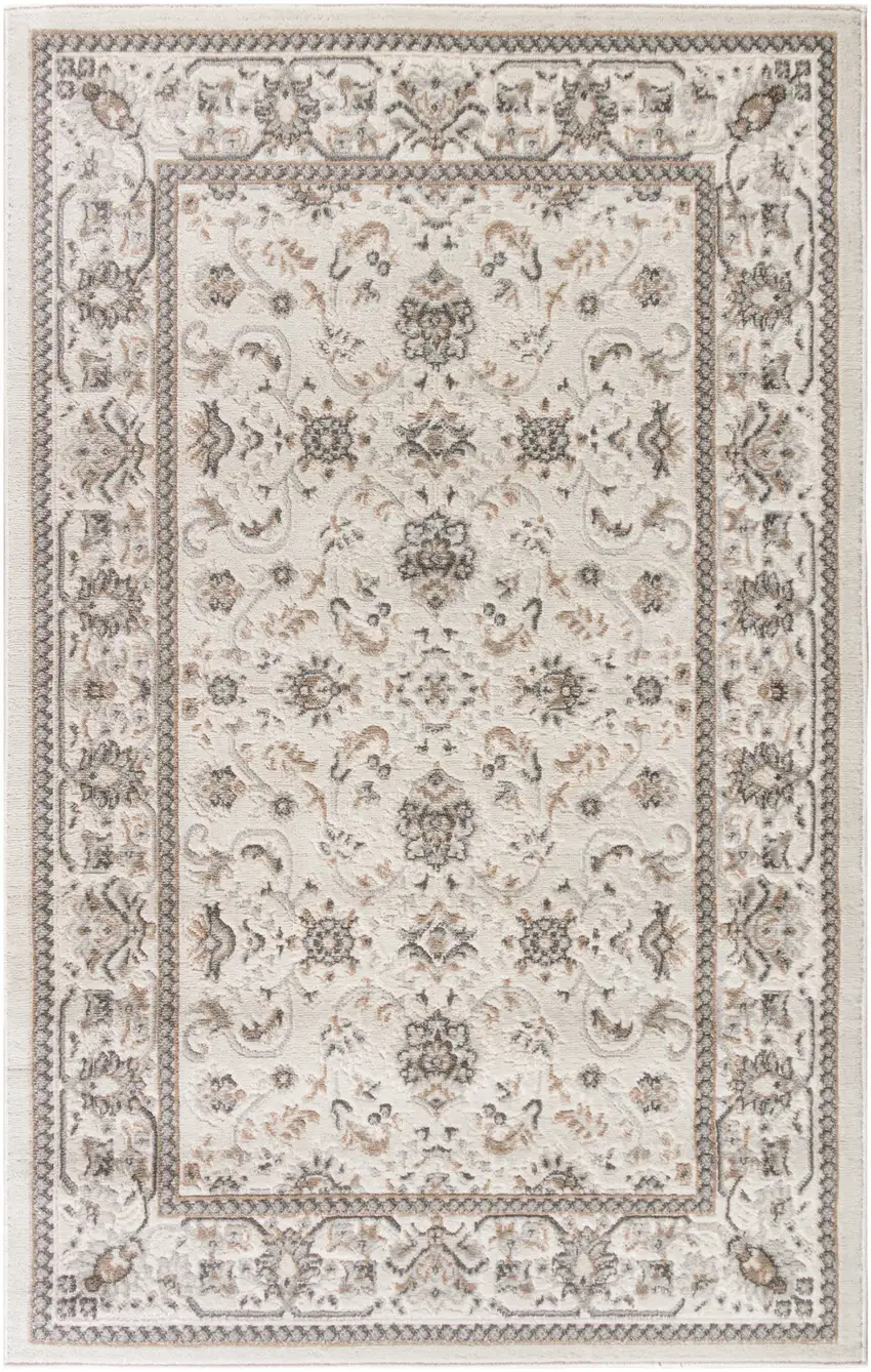 Cream Floral Distressed Area Rug Photo 1