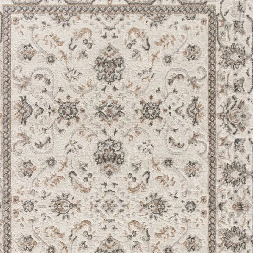 Cream Floral Distressed Area Rug Photo 7