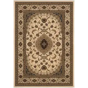 Photo of Cream Floral Medallion Area Rug