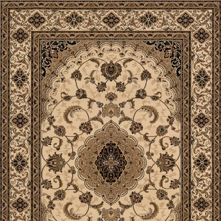 Cream Floral Medallion Area Rug Photo 5