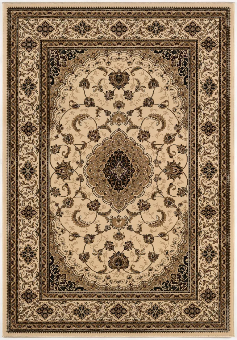Cream Floral Medallion Area Rug Photo 2