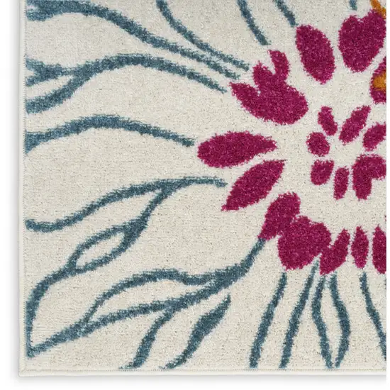 Cream Floral Power Loom Area Rug Photo 9