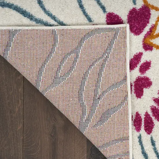 Cream Floral Power Loom Area Rug Photo 9