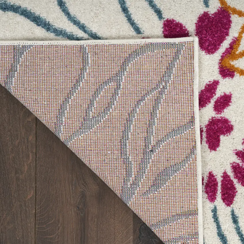 Cream Floral Power Loom Area Rug Photo 9