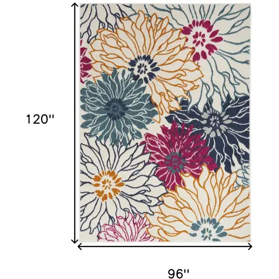 Cream Floral Power Loom Area Rug Photo 3