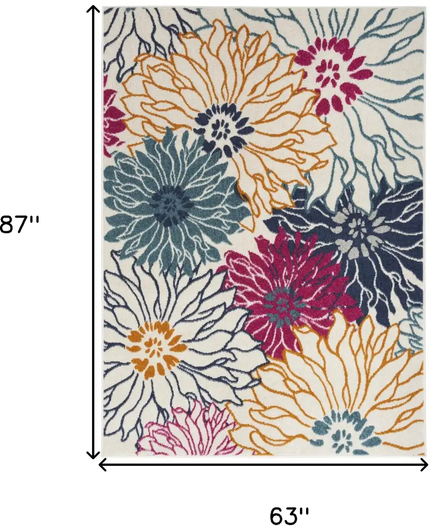 Cream Floral Power Loom Area Rug Photo 3