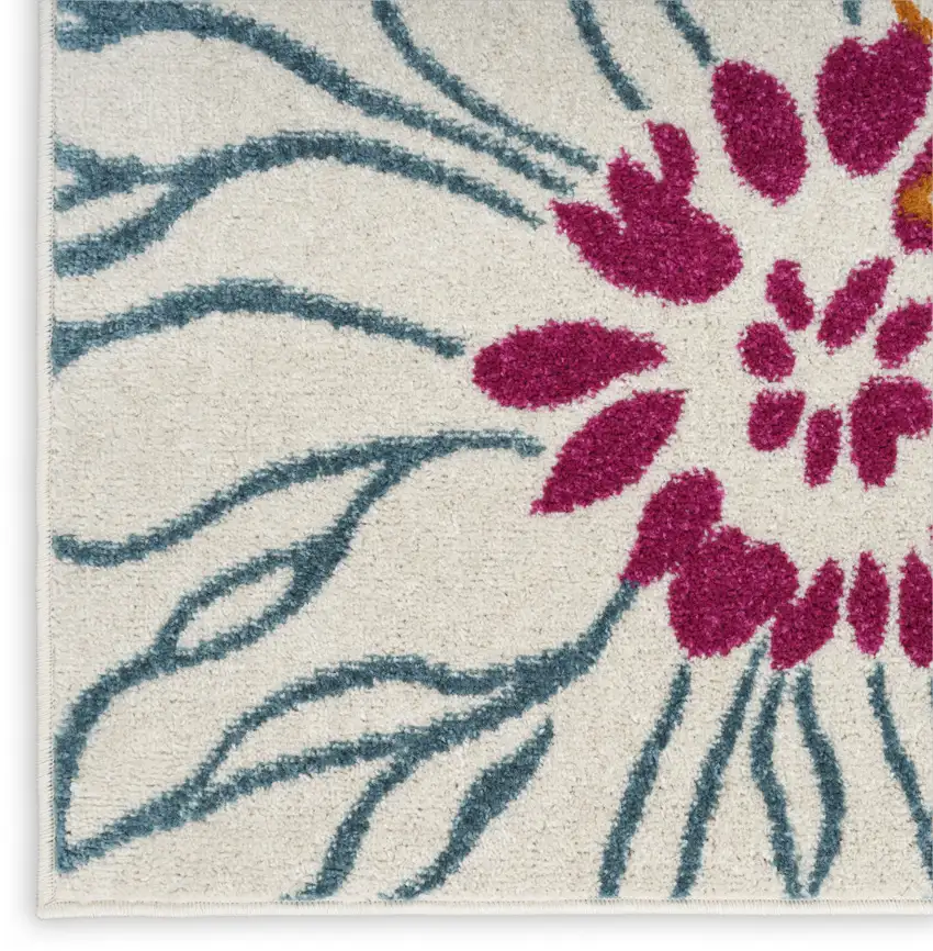 Cream Floral Power Loom Area Rug Photo 9