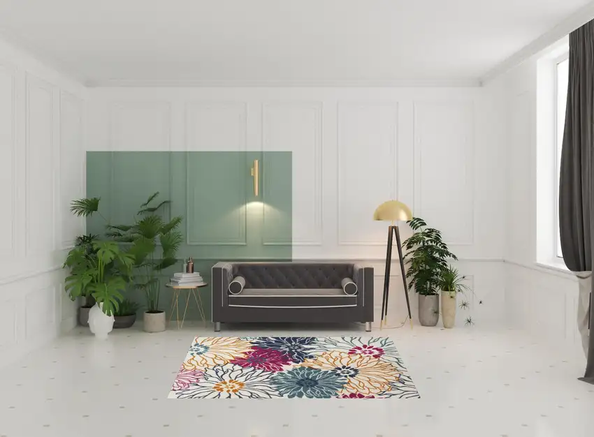 Cream Floral Power Loom Area Rug Photo 2