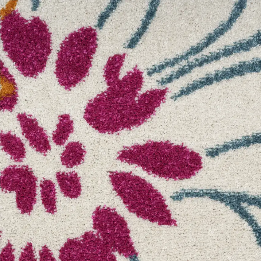 Cream Floral Power Loom Area Rug Photo 3