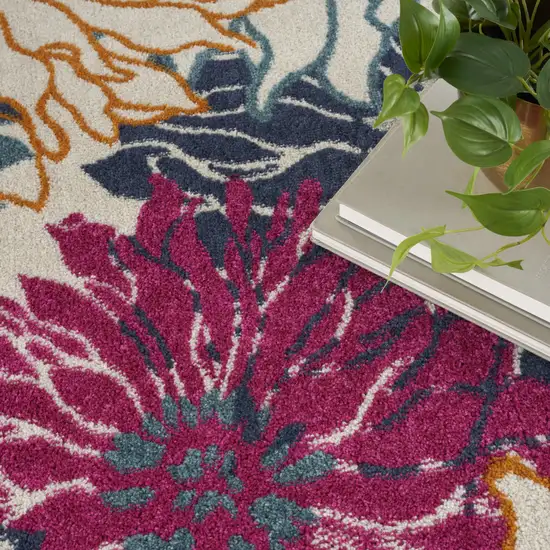 Cream Floral Power Loom Area Rug Photo 8