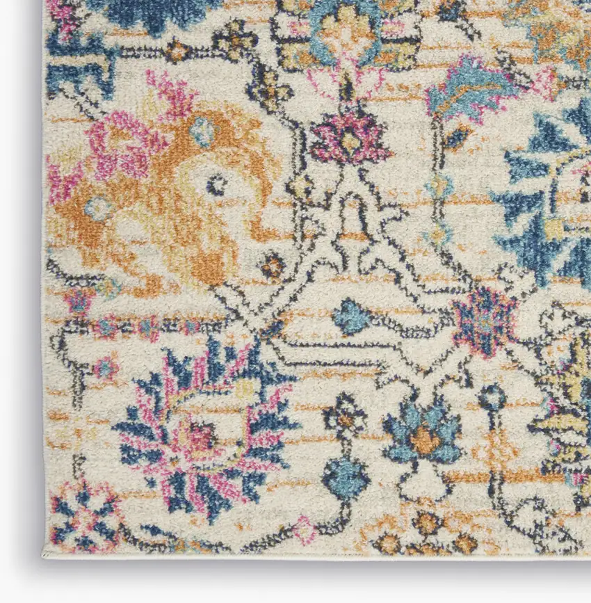 Cream Floral Power Loom Area Rug Photo 9