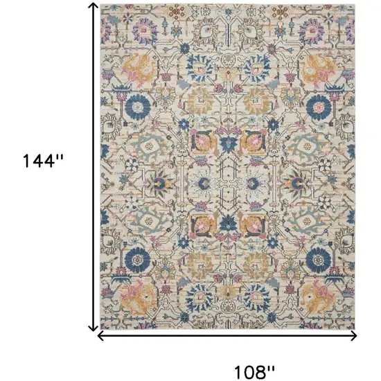 Cream Floral Power Loom Area Rug Photo 3
