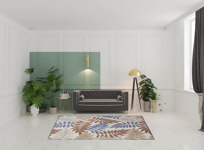 Cream Floral Power Loom Area Rug Photo 2